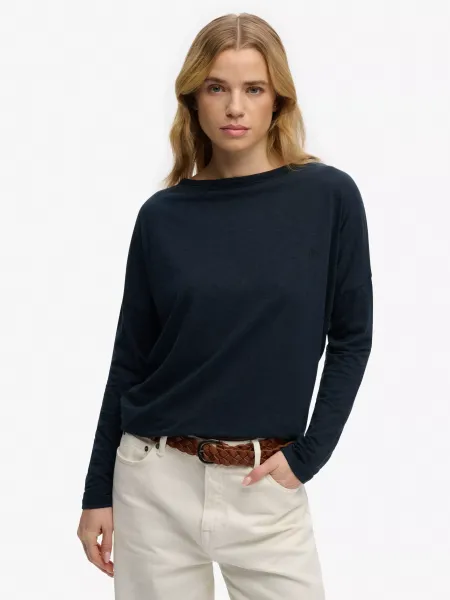 Superdry Studios Boat Neck Slub Long Sleeve Top