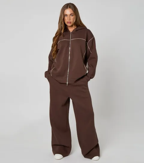 Brown Piped Joggers