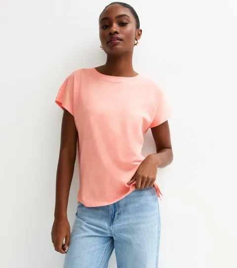 Light Coral Grown On Sleeve T-Shirt