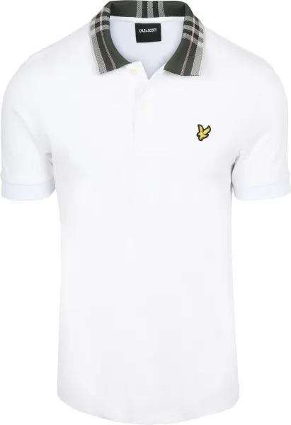 Lyle and Scott Poloshirt Tartan Collar White maat L