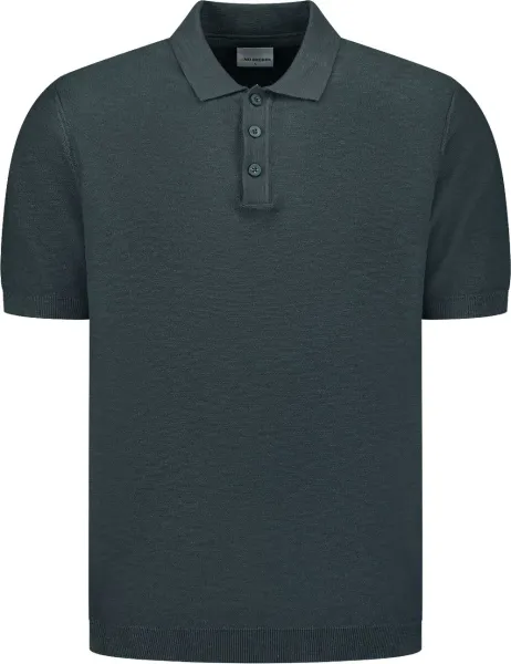 No Excess Knitted Slub Polo Shirt Dark Grey Dark Grey Dark Blue maat 3XL