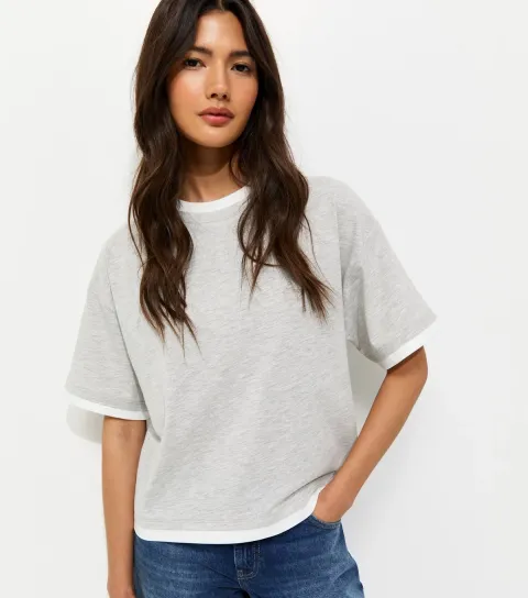 Grey 2 in 1 Boxy T-Shirt
