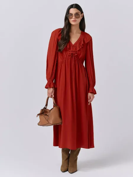 Ghost Aurora Frill Midi Dress