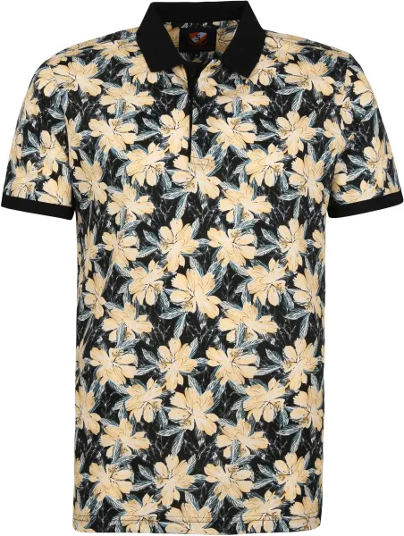 Suitable Polo Floral Dark Navy Multicolour Blue Dark Blue maat L