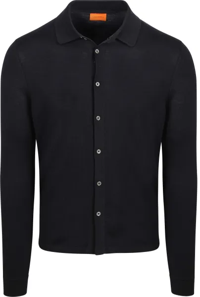 Suitable Cardigan Shirt Merino Navy Blue Dark Blue maat L