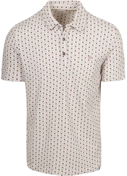 R2 Amsterdam Polo Print Beige maat L