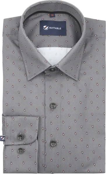Suitable Shirt Paisley Anthracite Dark Grey Grey size 38