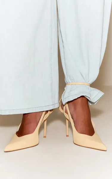 Almond Oil Cut Out Strap High Stiletto Heeled Courts