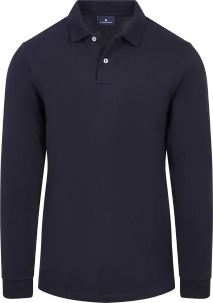 Steppin' Out Longsleeve Polo Piqué Classic Navy Dark Blue Blue maat 3XL