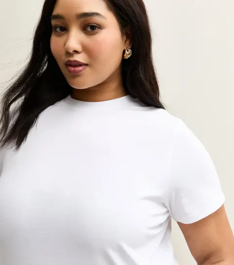 Plus Size White Crew Neck T-Shirt Curves