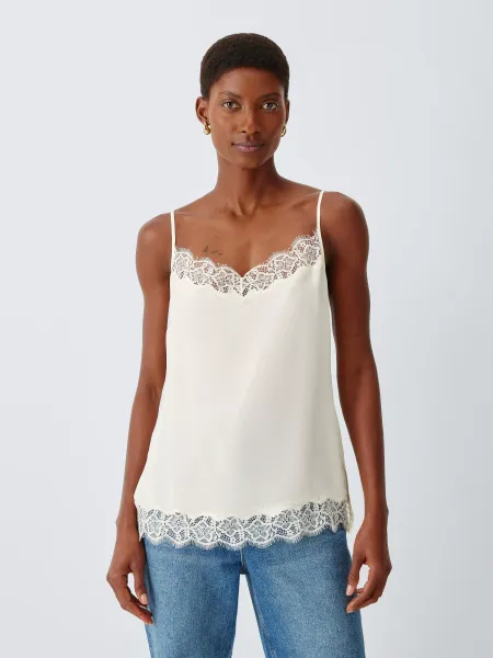 John Lewis Pure Silk Lace Trim Cami Top