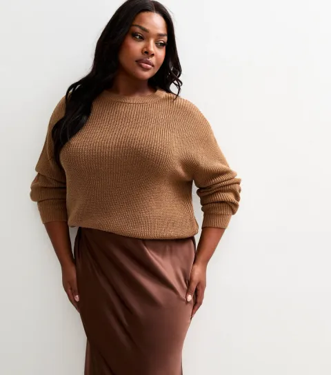 Plus Size Mink Ribbed Knit Jumper Curves