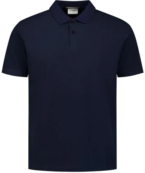 No Excess Knitted Polo Shirt Structure Navy Dark Blue Blue maat L