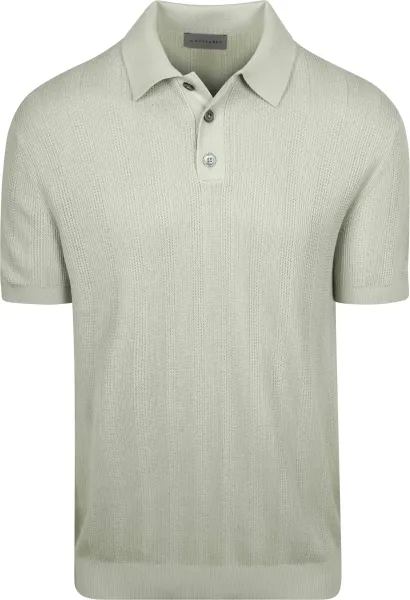 Suitable Knitted Jacquard Polo Shirt Light Green maat L