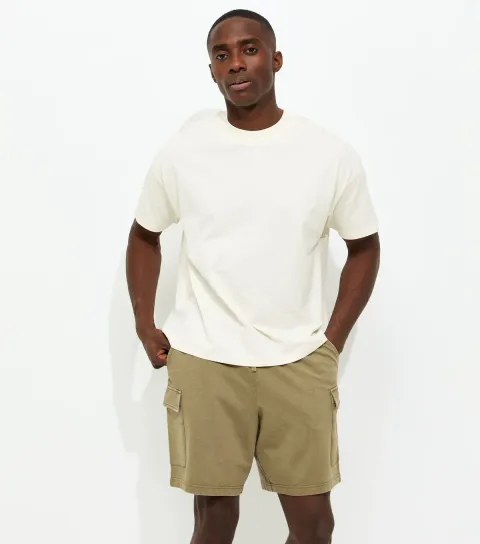 Off White Boxy Cotton Crew Neck T-Shirt