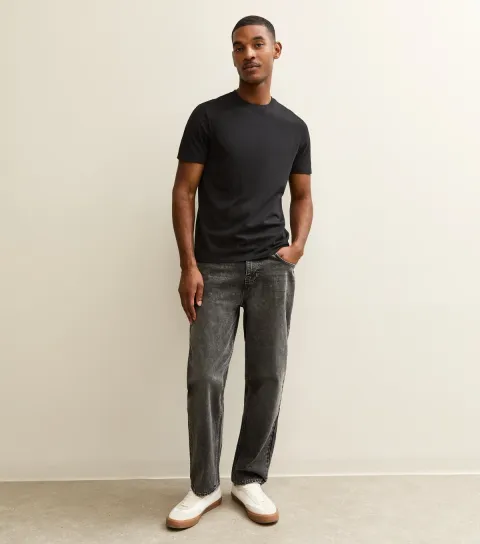 Black Regular Crew Neck Jersey T-Shirt