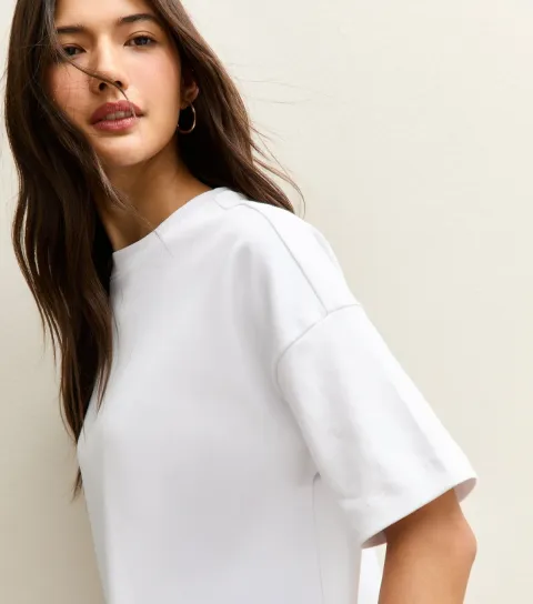 Premium White Heavyweight Cotton Side Split T-Shirt