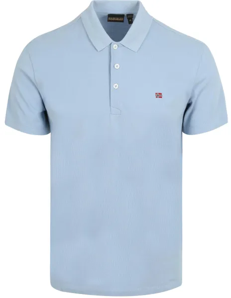 Napapijri Ealis Polo Shirt Chambray Light blue Blue maat M