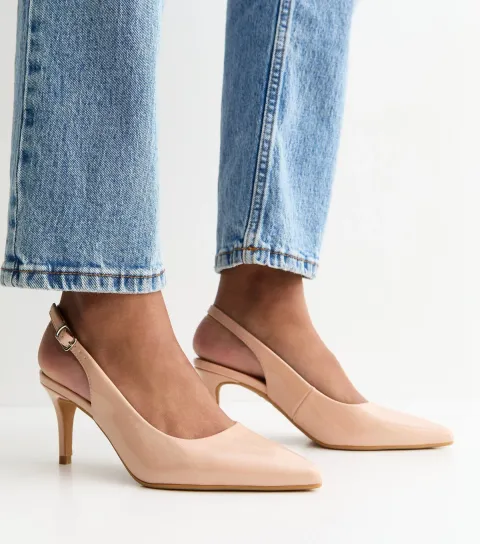 Pink Faux Leather Slingback Stiletto Court Shoes Vegan