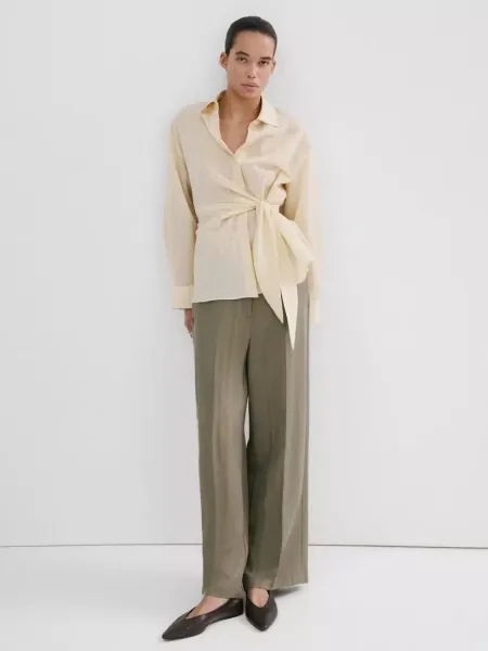 Mango High Rise Fluid Wide Leg Trousers