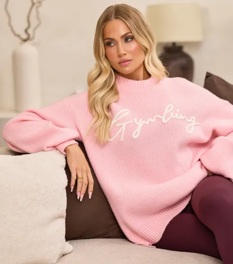 Light Pink Rib Knit Sweatshirt