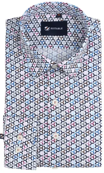 Suitable Shirt Print Blue Multicolour size 38