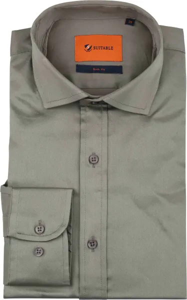 Suitable Satin Shirt Grey Taupe size 38