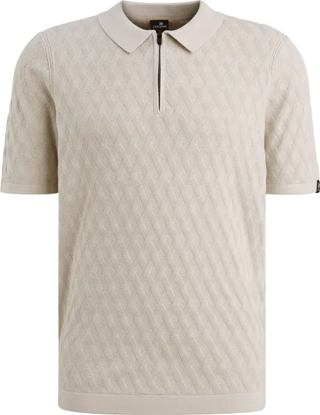 Vanguard Knitted Polo Shirt Half-Zip Ecru Off-White Beige maat 3XL