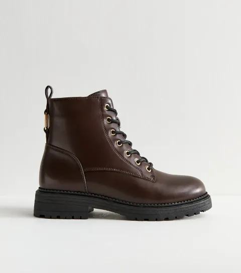 Brown Lace Up Ankle Boots