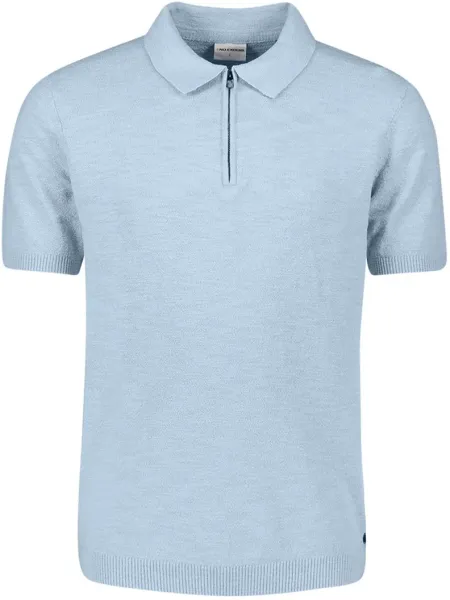 No Excess Half Zip Polo Shirt Light Light blue Blue maat L