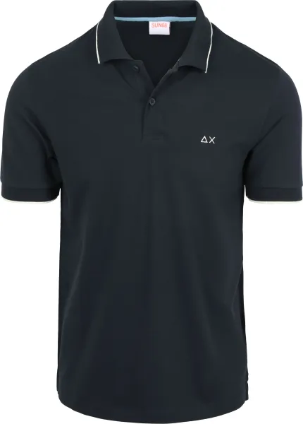 Sun68 Polo Shirt Small Stripe Collar Navy Blue Dark Blue maat 3XL