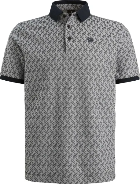 Vanguard Knitted Polo Shirt Jacquard Print Navy Blue Dark Blue maat L
