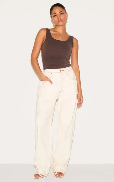 Petite Ecru Boyfriend High Waist Jeans