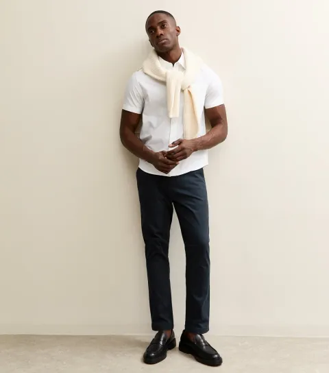 Navy Straight Chino Trousers