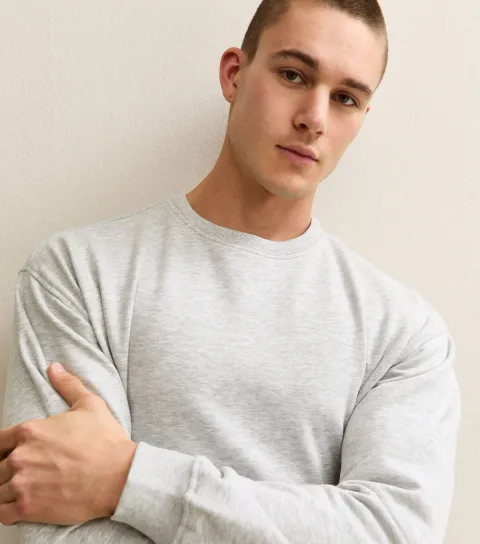 Grey Oversized Crew Neck Sweatshirt