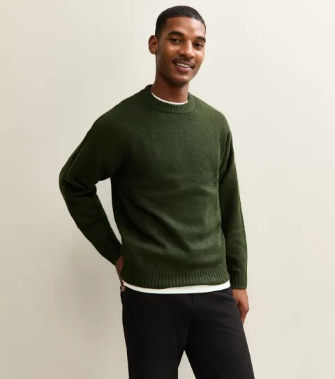 Dark Green Regular Crew Neck Jumper
