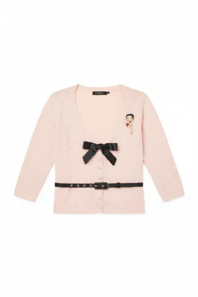 Unique Vintage Betty Boop x Unique Vintage Light Pink Sweetheart Cardigan