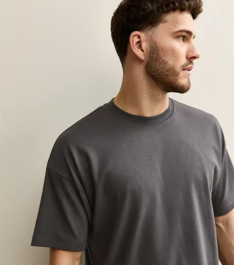 Dark Grey Boxy Crew Neck Heavyweight T-Shirt