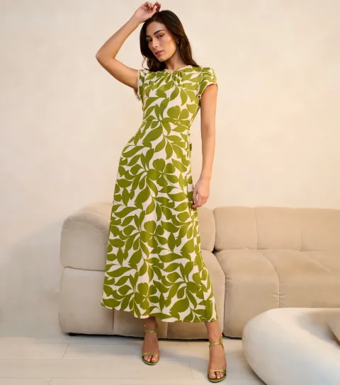 Light Green Elasticated Waist Maxi Dress