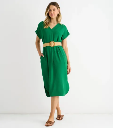 Green Oversized Midi Dress