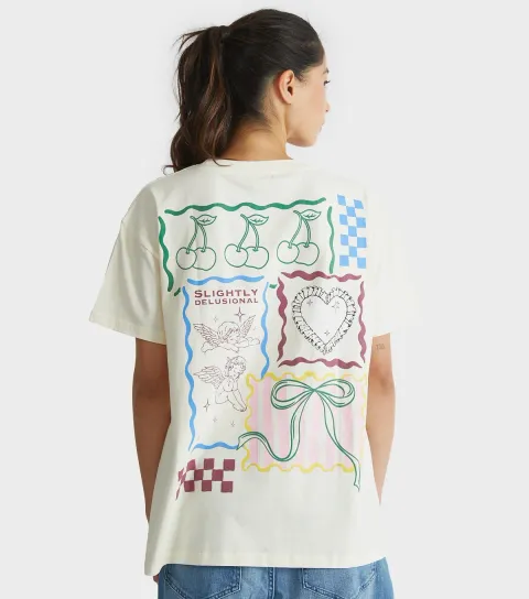Cream Patchwork Print T-Shirt