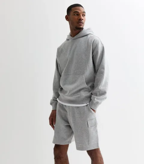 Grey Marl Relaxed Fit Jersey Cargo Shorts