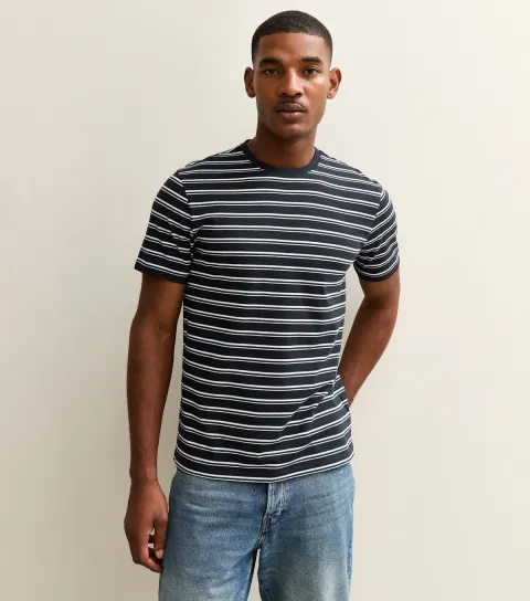 Blue Regular Striped Crew Neck T-Shirt