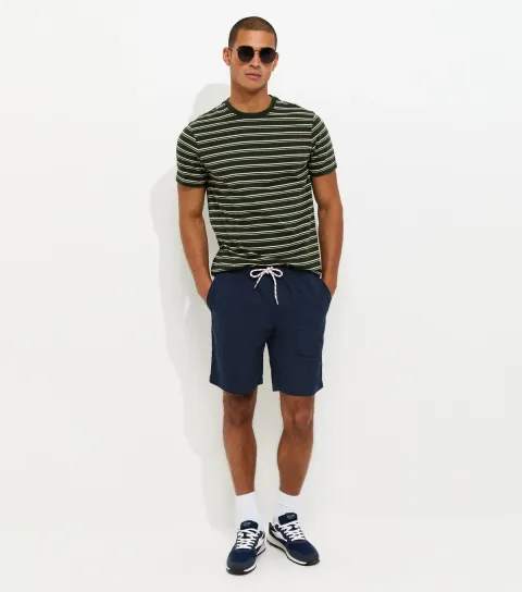 Navy Relaxed Fit Cotton Jogger Shorts