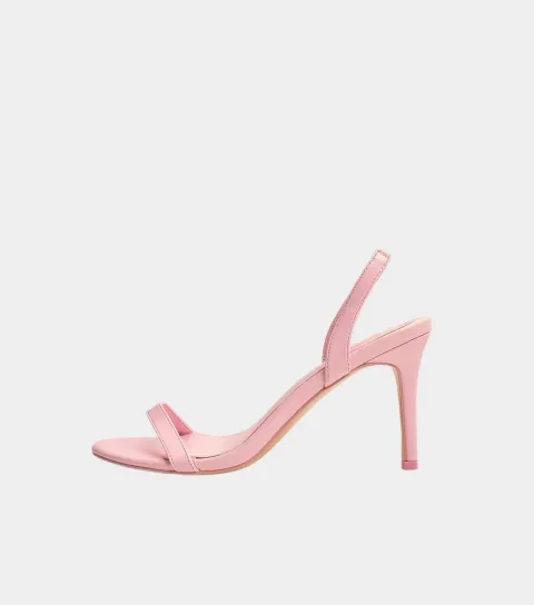 Light Pink Wide Fit Round Toe Slingback Stiletto Sandals