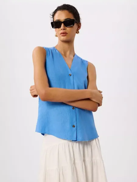 Whistles Laura Pure Linen Vest Top