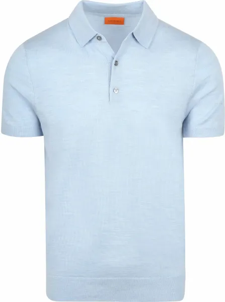 Suitable Polo Shirt Merino Wool Light Light blue Blue maat L