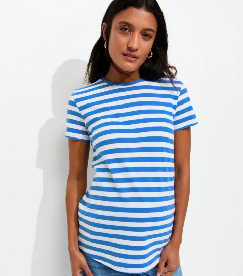 Maternity Blue Stripe Relaxed T-Shirt