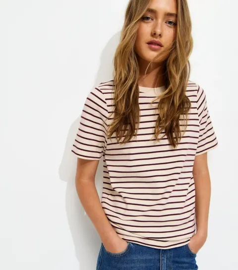 Premium Cream Striped Jersey T-Shirt