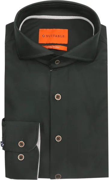 Suitable Herringbone Shirt Dark Green Dark Green size 38